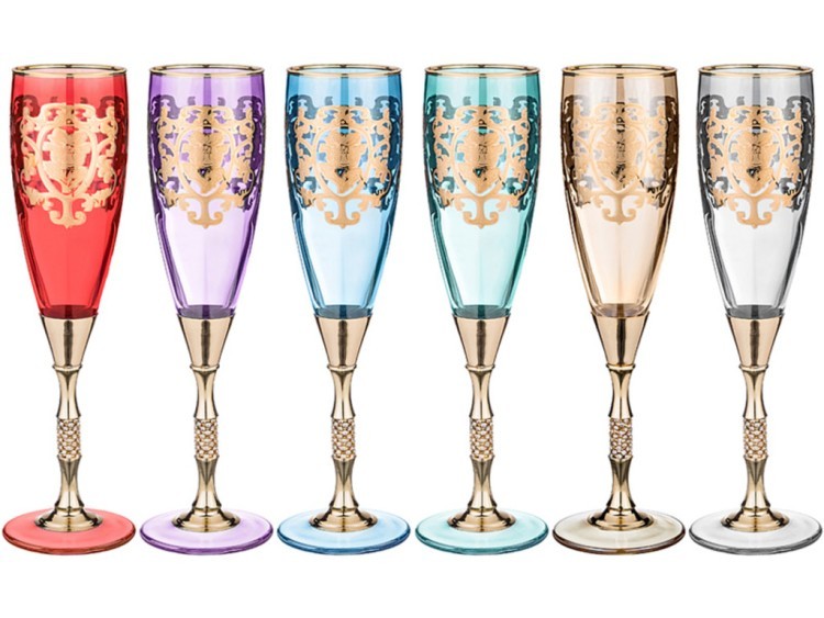Набор бокалов для шампанского из 6 шт. "позитано микс" 200 мл. высота=24,5 см. Art Decor (326-062) 