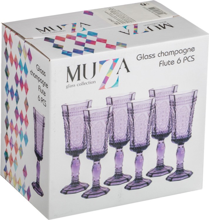 Набор бокалов для шампанского "муар" из 6 шт. 125 мл. высота=19 см. (кор=4набор.) Lefard (228-051)