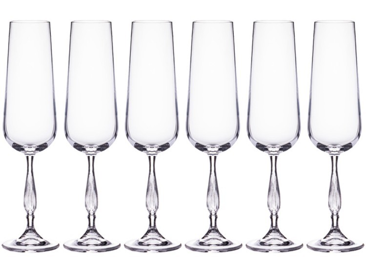 Набор бокалов для шампанского из 6 шт. "evita / scopus" 220 мл. высота=26 см. CRYSTALITE (669-201)