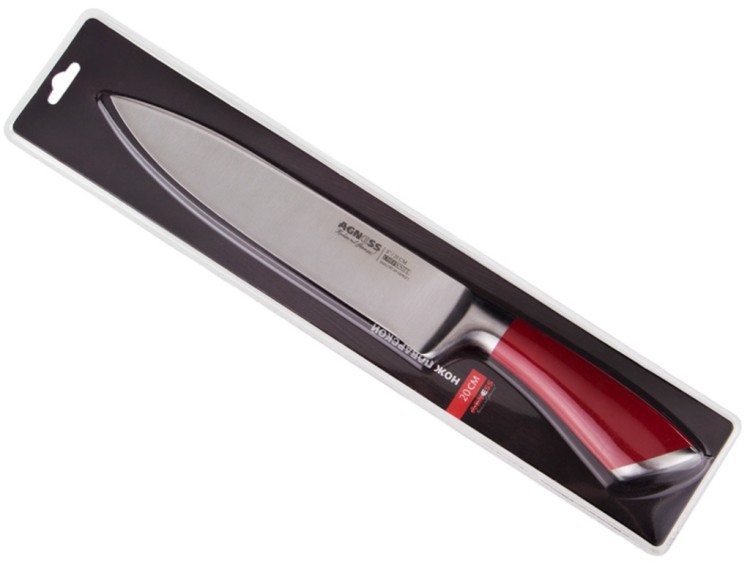 Нож поварской agness длина=20 см.(мал-10/кор=40шт.) Agness (911-021)