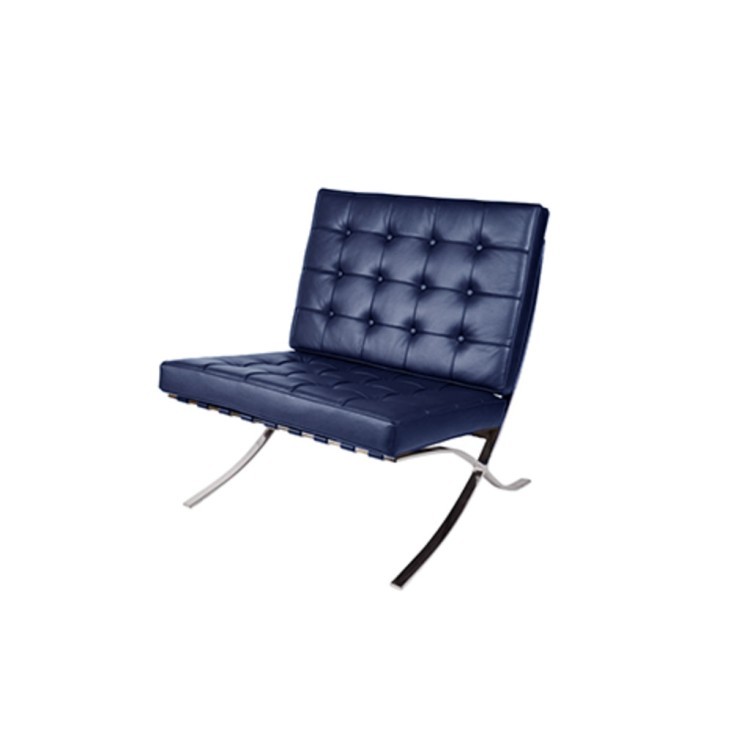 Кресло Барселона EC-010/YM37, нержавеющая сталь, кожа, royal blue, ROOMERS FURNITURE