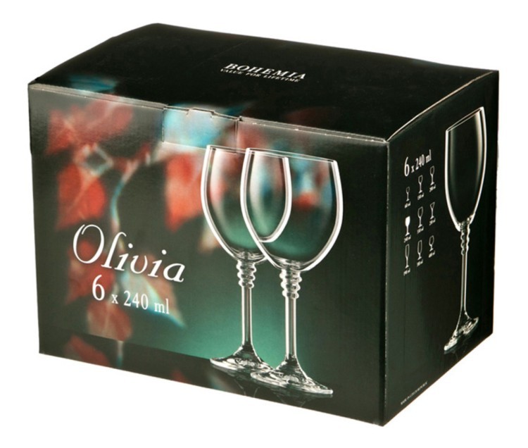 Набор бокалов для вина из 6 шт. "оливия" 240 мл. высота=17 см. Crystalex Cz (D-674-285) 