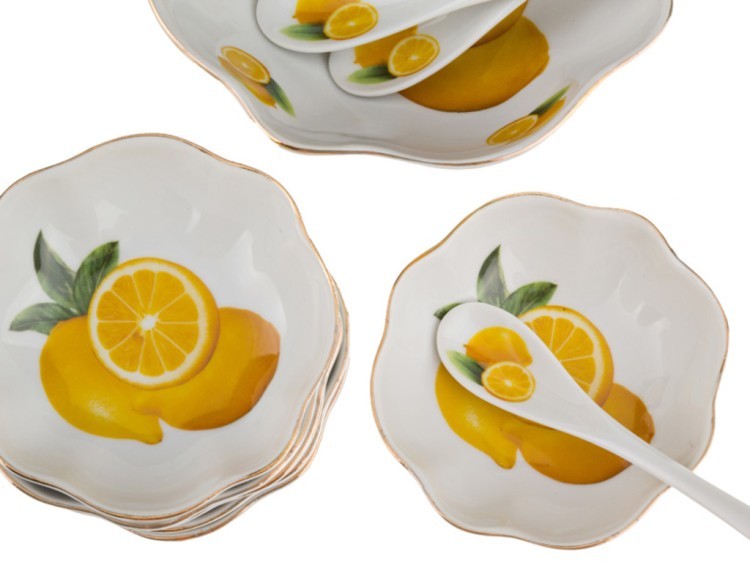 Набор для варенья на 6 персон 13 пр."лимон":креманка+6 розеток+6 ложек 14*8/9*3 см. Porcelain Manufacturing (178-699) 