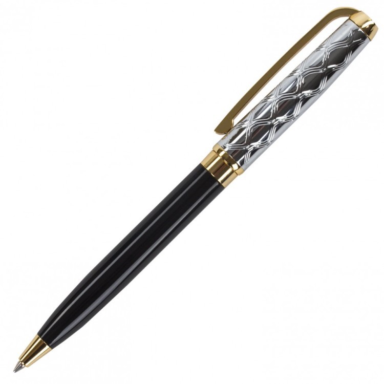 Ручка подарочная шариковая Galant Consul корпус черный с серебристым синяя 140963 (1) (90784)