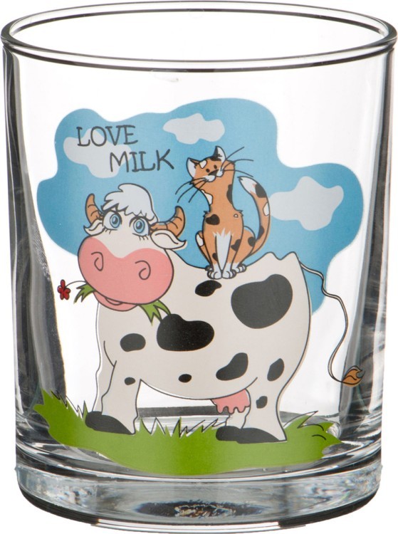 Стакан низкий "love milk" 255 мл.без упаковки (кор=12шт.) Алешина Р.р. (484-425)
