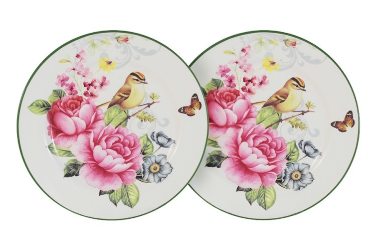 Набор из 2-х тарелок Цветы и птицы INFINITY ( INFEX-C045-FB-AL )