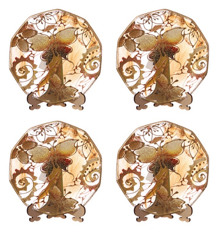 Набор тарелок декоративных из 4 шт."бабочка золотая" диаметр=15 см. (135-33701) 