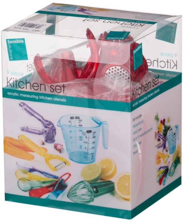 Набор кухонных принадлежностей 9 пр. 4 цвета в ассортименте Bwss Kitchenware (705-614) 