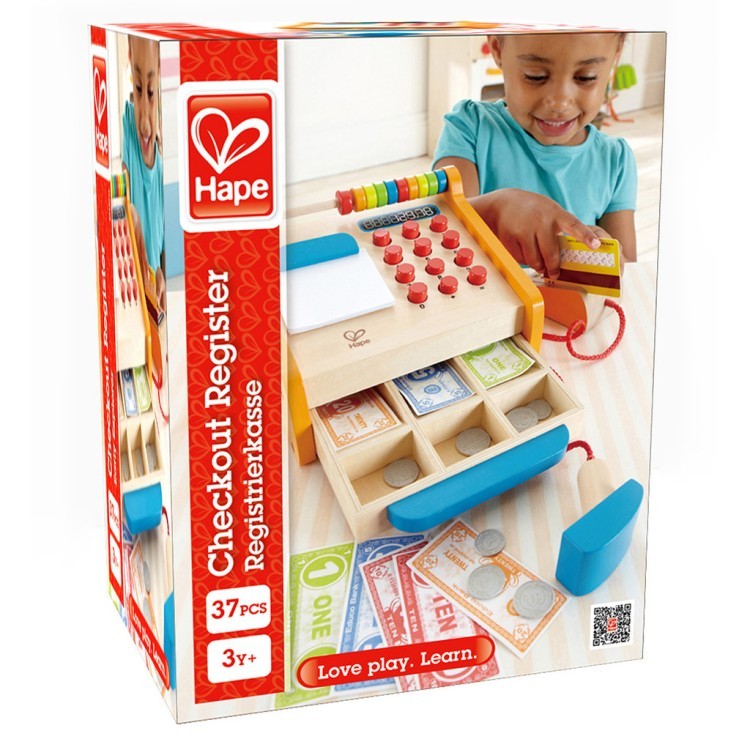 Деревянная игрушка касса "Супермаркет", игровой набор из 35 предметов (E3121_HP)