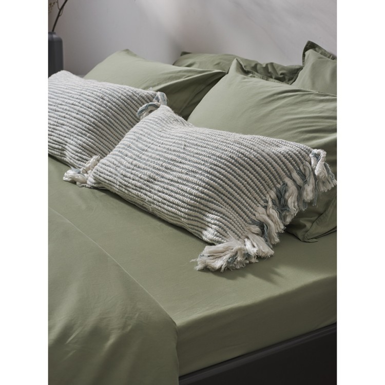 Комплект постельного белья из сатина цвета шалфея с брашинг-эффектом из коллекции essential, 150х200 см (76085)