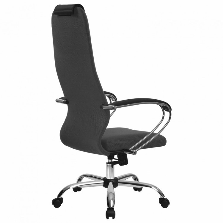 Кресло офисное МЕТТА SU-B-10 хром ткань-сетка сиденье и спинка мягкие темно-серое 532438 (1) (94564)