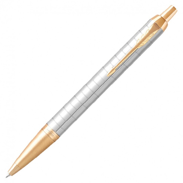 Ручка шариковая Parker "IM Premium Pearl GT" жемчужный лак позолота синяя 143854 (1) (89441)