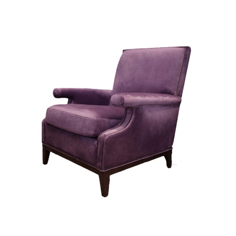 Кресло Ларистон C0243-1D/AR108-14, Массив каучукового дерева, вельвет, фурнитура бронза, Light Purple, ROOMERS FURNITURE