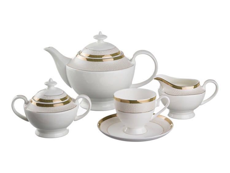 Чайный сервиз на 6 персон 15 пр.1350/200/300/400 мл. Porcelain Manufacturing (440-051) 