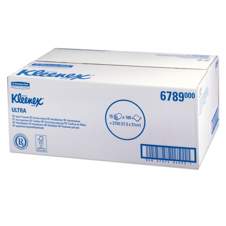 Полотенца бумаж 186 шт KIMBERLY-CLARK Kleenex к-т 15 шт Ultra 2-х сл белые 601533 126117 (1) (92659)