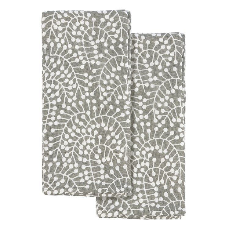 Набор из двух муслиновых полотенец серого цвета с принтом Спелая Смородина из коллекции scandinavian touch, 50х70 см (73646)