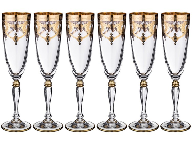 Набор бокалов для шампанского из 6 шт. "амальфи" 200 мл. высота=24,5 см. (кор=1набор.) ART DECOR (326-040)