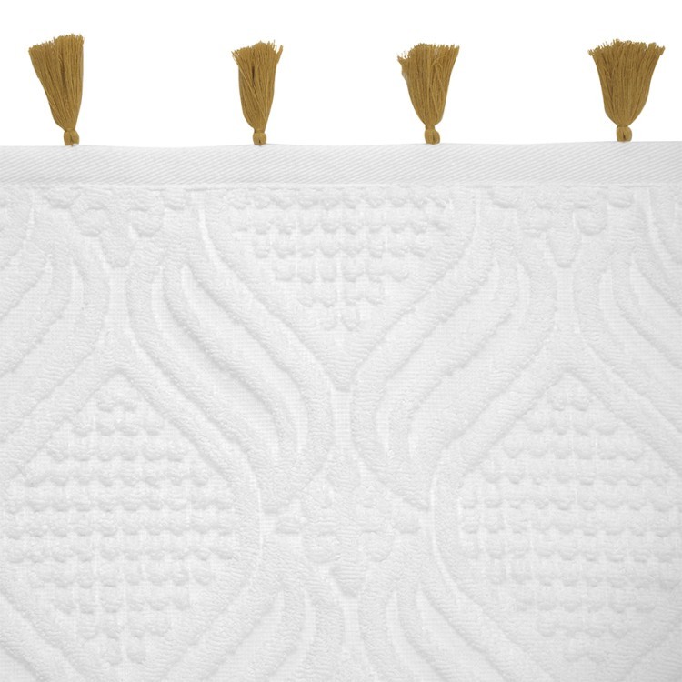 Полотенце для рук белое, с кисточками цвета карри из коллекции essential, 50х90 см (75410)