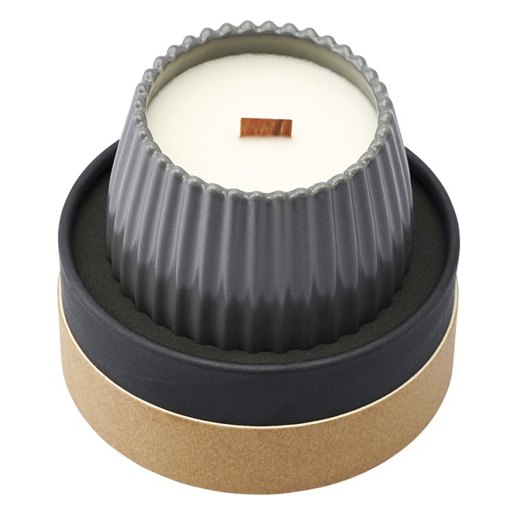 Свеча ароматическая с деревянным фитилём cypress, jasmine & patchouli из коллекции edge, серый, 60 ч (75675)