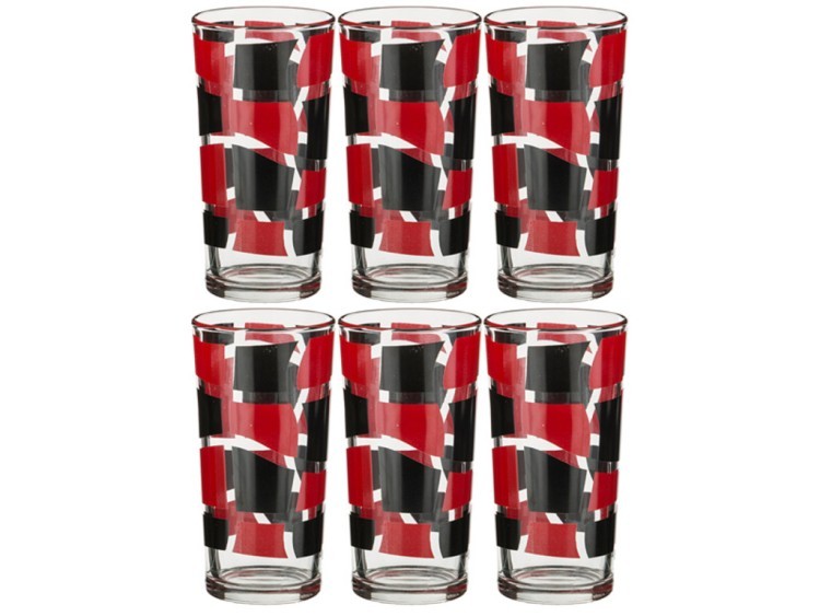 Набор стаканов для сока из 6шт. "дуэт" черно-красный 250 мл. (381-716) 