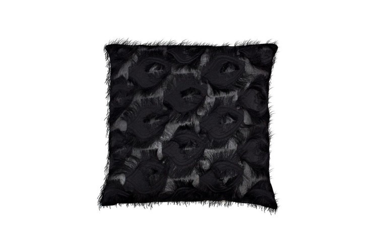 Подушка квадратная черная с кисточками  45х45 см (TT-00000771)