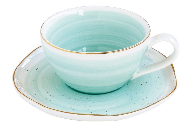 Чашка с блюдцем Artesanal (зел-голубая) без инд.упаковки - EL-1589_ARTG Easy Life (R2S)