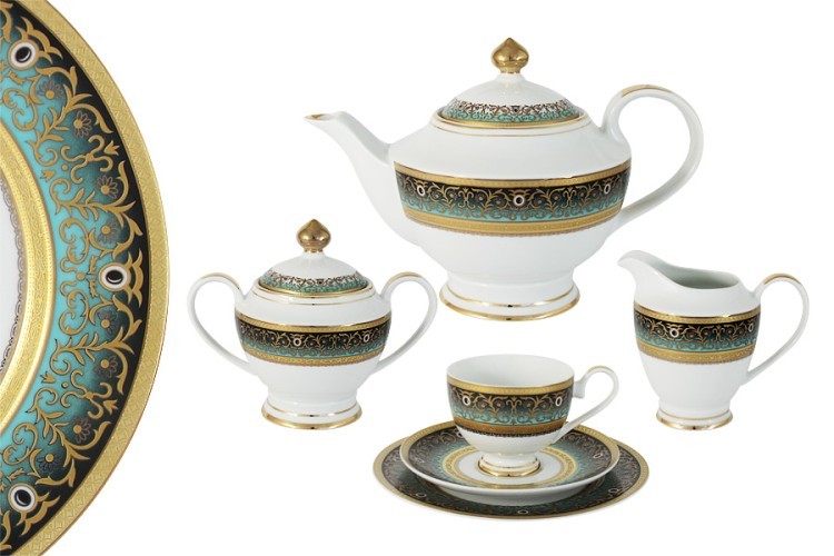 Чайный сервиз 23 предмета на 6 персон Принц (бирюза) - S9843-A4_23-AL Shibata