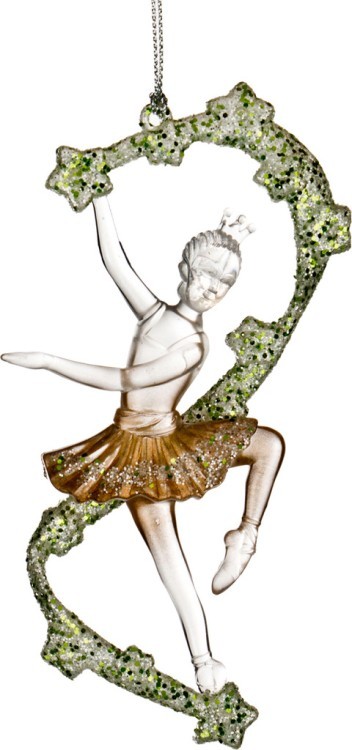 Декоративное изделие "балерина в золотом" с глиттером  с лентой 7*2 см.высота=13 см.(мал-24/кор=288ш Myco International (865-307)
