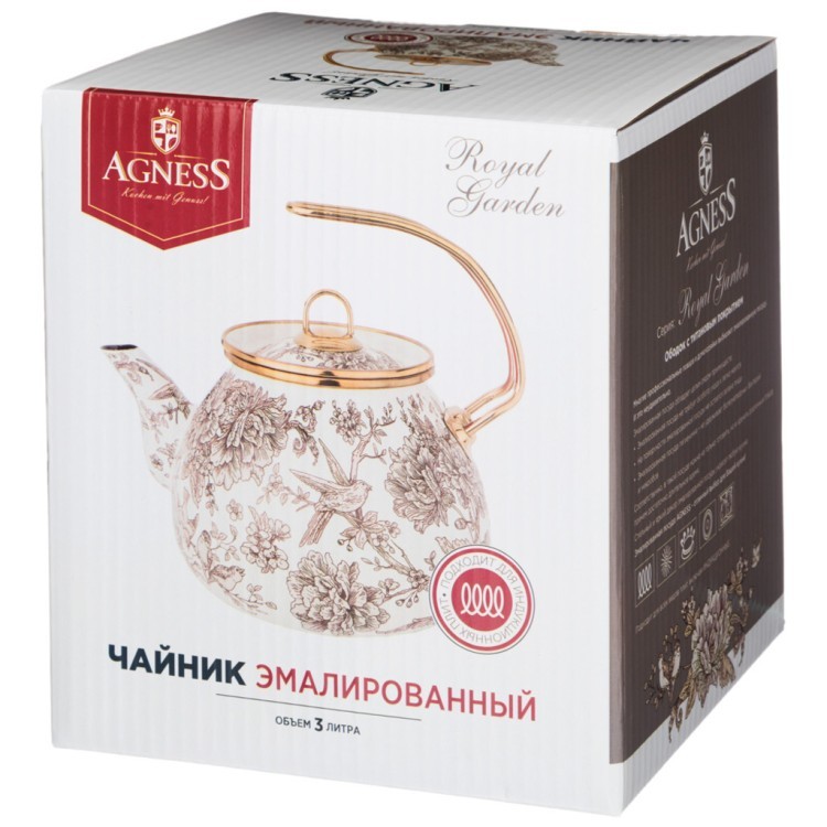 Чайник эмалированный agness, серия лимон 3,0л подходит для индукцион.плит Agness (950-556) Чайник эмалированный agness, серия лимон 3,0л подходит для индукцион.плит Agness (950-556)