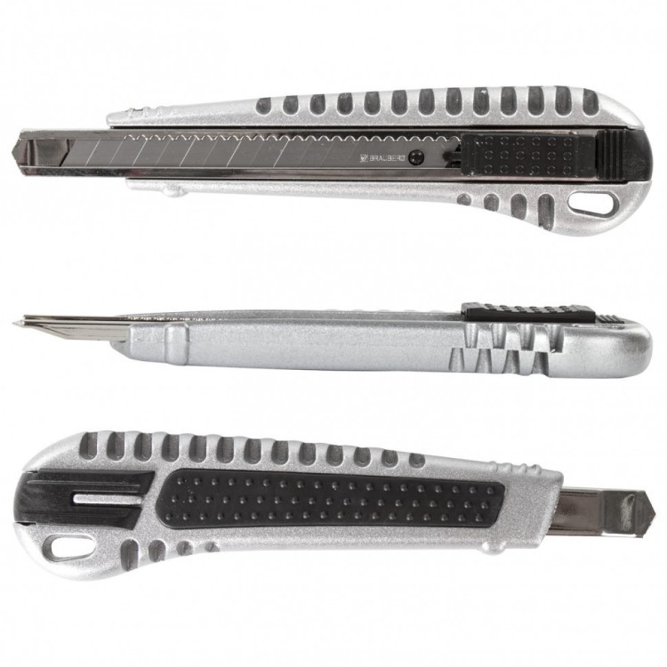 Нож канцелярский 9 мм Brauberg Metallic 236971 (4) (76428) Нож канцелярский 9 мм Brauberg Metallic 236971 (4) (76428)