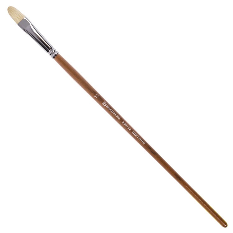 Кисть художественная Brauberg Art Classic щетина, овальная, № 12, длинная ручка 200732 (69435)