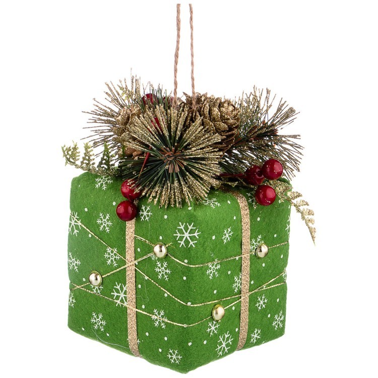 Изделие декоративное "подарок" цвет: зеленый высота= 7 см без упаковки (кор=120 шт.) Lefard (161-165)