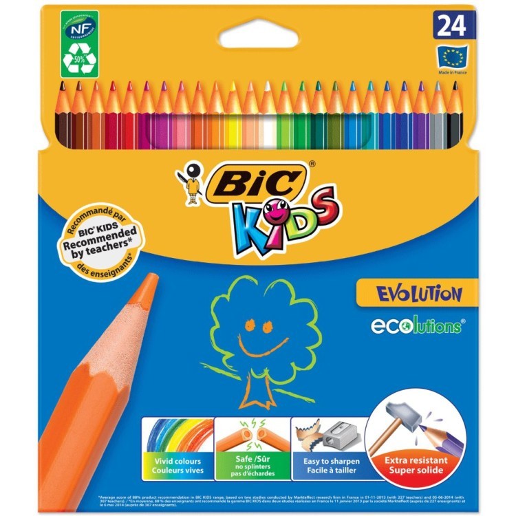 Карандаши цветные пластиковые Bic Kids ECOlutions Evolution 24 цвета 937515 (64597)