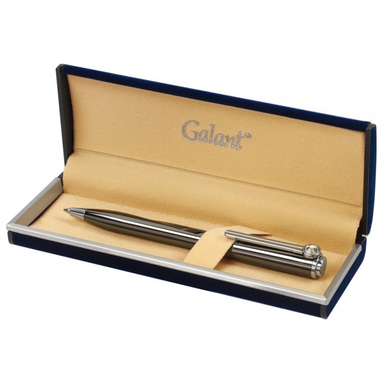 Ручка подарочная шариковая Galant Vitrum корпус металл детали серебристые синяя 143504 (1) (90799)