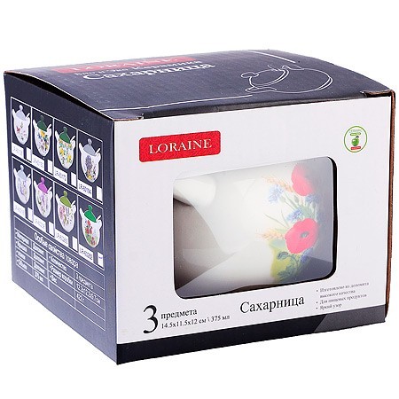 Сахарница с крышкой 375мл с ложкой 3пр Цветущие Маки доломит LR (60282) Сахарница с крышкой 375мл с ложкой 3пр Цветущие Маки доломит LR (60282)