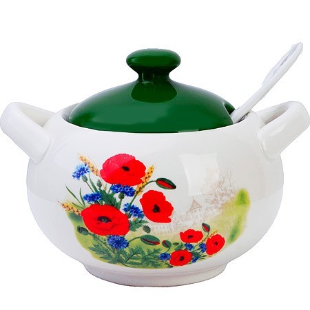 Сахарница с крышкой 375мл с ложкой 3пр Цветущие Маки доломит LR (60282) Сахарница с крышкой 375мл с ложкой 3пр Цветущие Маки доломит LR (60282)