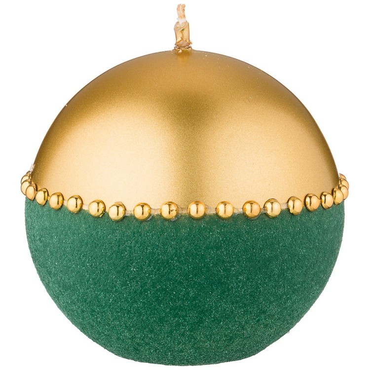Свеча декоративная шар "велюровый шик" green диаметр 10 см высота 10 см Adpal (348-837)