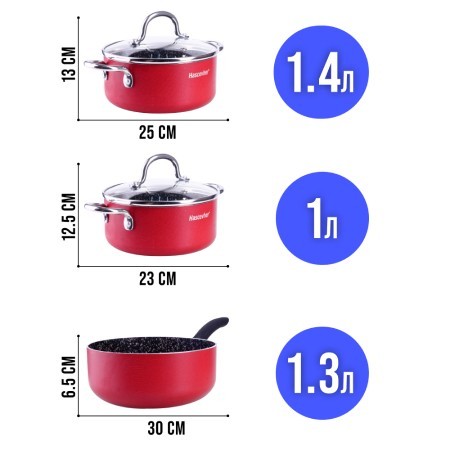 Набор посуды 3 пр 1л /1,4л/ 1,3 л алюм/нерж/ст Mayer&Boch (81005-81006-81003)
