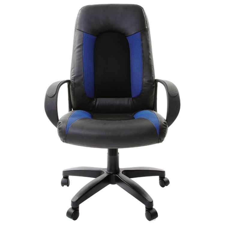 Кресло офисное Brabix Strike EX-525 экокожа/ткань, черно-синее TW 531380 (71794)