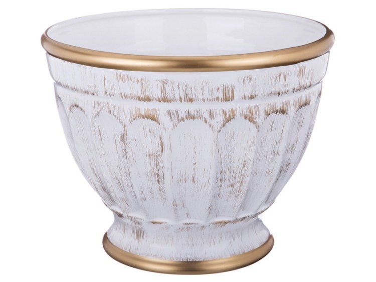 Кашпо среднее "элеганс" белое с золотом диаметр=29 см.высота=23 см. Loucicentro Ceramica (742-288)