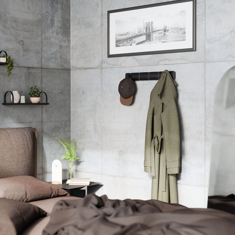 Вешалка настенная flip, 50,8 см, 5 крючков, черная (80140)