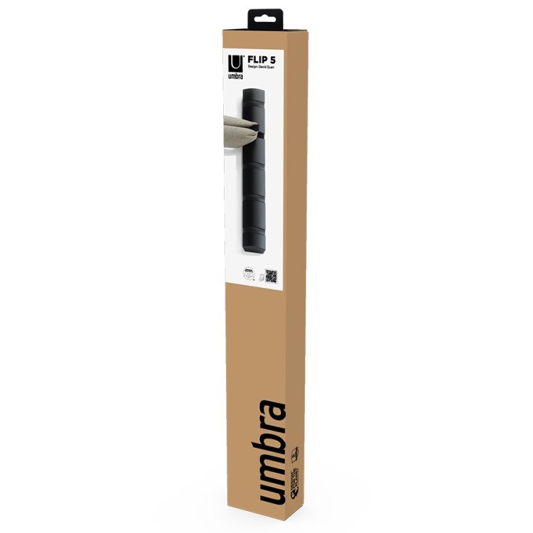 Вешалка настенная flip, 50,8 см, 5 крючков, черная (80140)