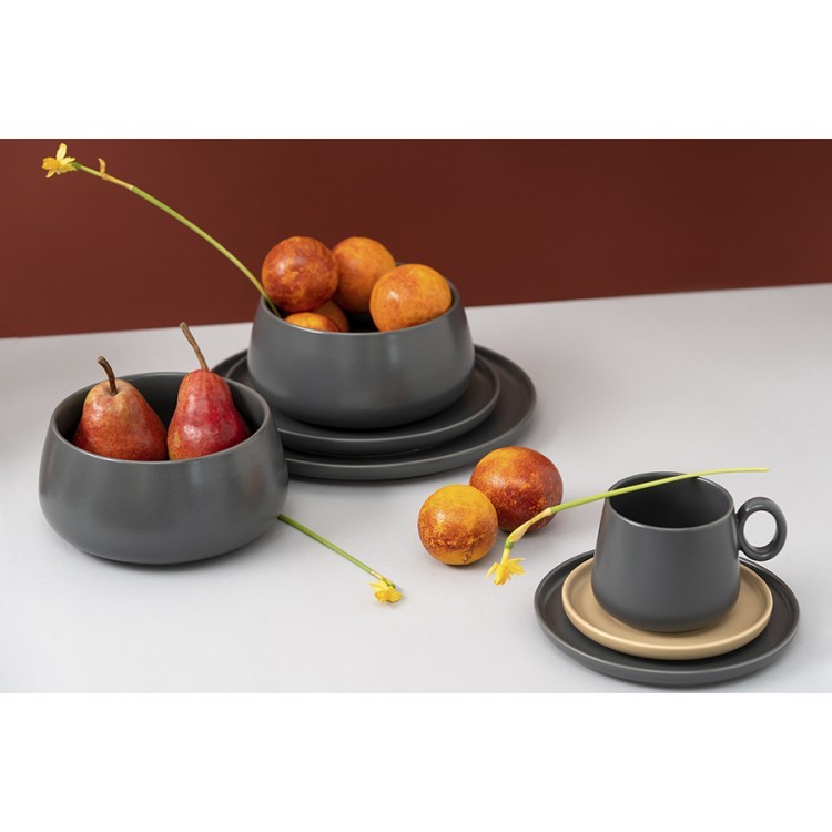 Набор из двух тарелок темно-серого цвета из коллекции essential, 25 см (75182)