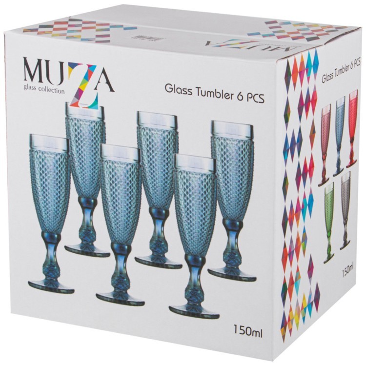 Набор бокалов для шампанского "гранат" из 6шт. серия "muza color" 150мл. / в=20 см Lefard (781-153)