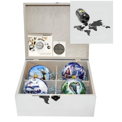 Новогодний набор на 4 шара Формула барреля с кристаллами Swarovski (2566)