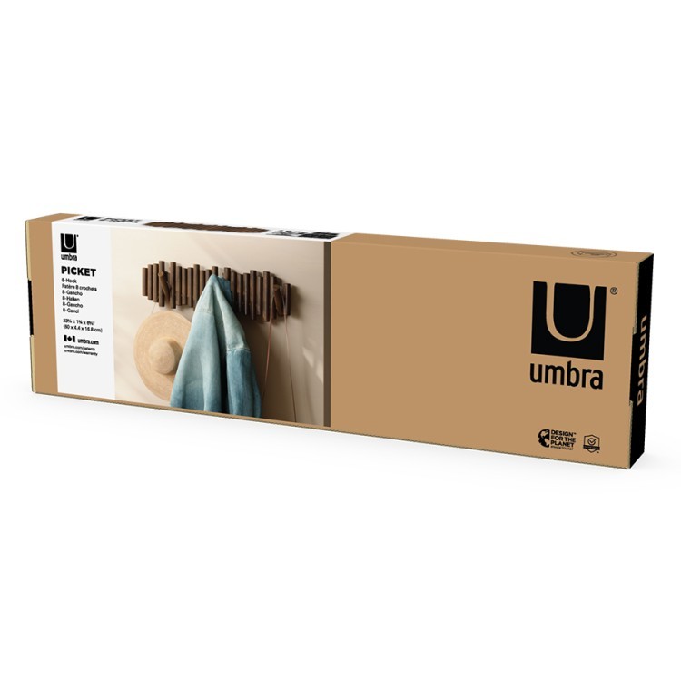 Вешалка настенная picket, 8 крючков, состаренный грецкий орех (79960)