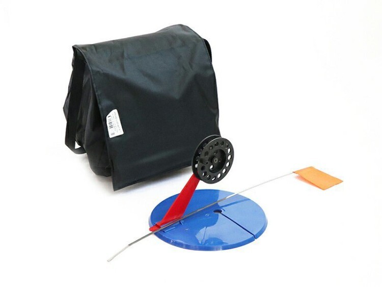 Набор жерлиц зимних 10 шт в сумке, подставка 195, катушка 75 мм, угловая пластиковая стойка (72243)