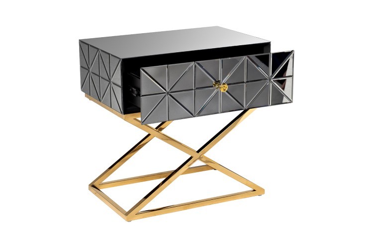 Тумба с матовой зерк.отделкой каркас металл.  60*40*60см (TT-00005661)