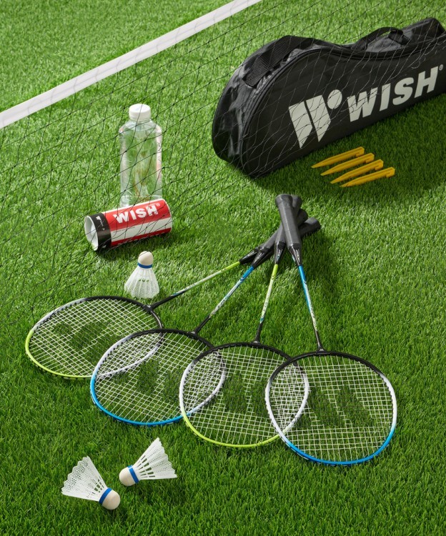 Набор для бадминтона WISH Family set 216, 4 ракетки, 3 волана, синий/зеленый (2119129)