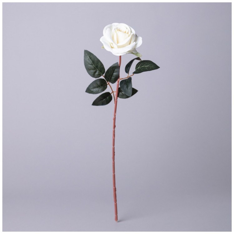 Цветок искусственный роза длина=51см , цвет белый мал.уп.=60шт Lefard (535-383)